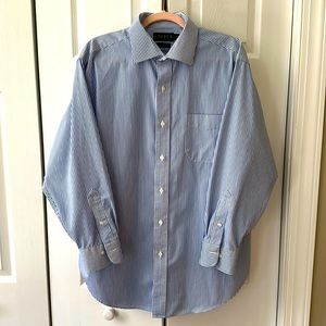 Lauren Ralph Lauren 17 1/2 32/33 blue striped dress shirt